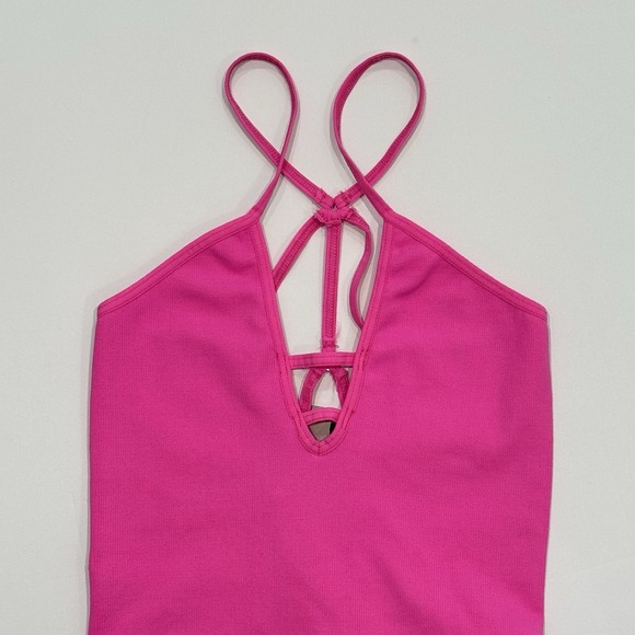 NEW FREE PEOPLE X FP MOVEMENT XS/S Dance All Day Bodysuit WOMEN Hot Pink $40 - Picture 3 of 9